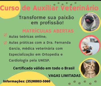 Matrculas abertas para curso de auxiliar de veterinrio em Guaxup e regio