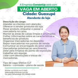 IMPERDVEL: Vaga de emprego em estabelecimento comercial de Guaxup