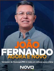Vereador Joo Fernando est filiado ao Partido Novo, presidido por Cairo Cardoso em Guaxup