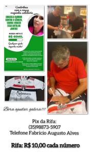 Rifa de camisa oficial do So Paulo, autografada, para ajudar no tratamento de sade de guaxupeana