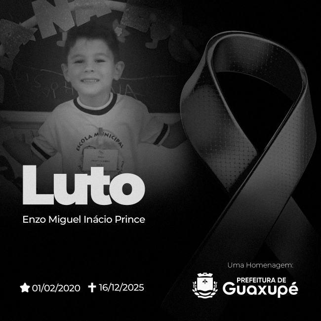 Prefeitura de Guaxup� divulga nota de pesar pelo falecimento do estudante Enzo Miguel