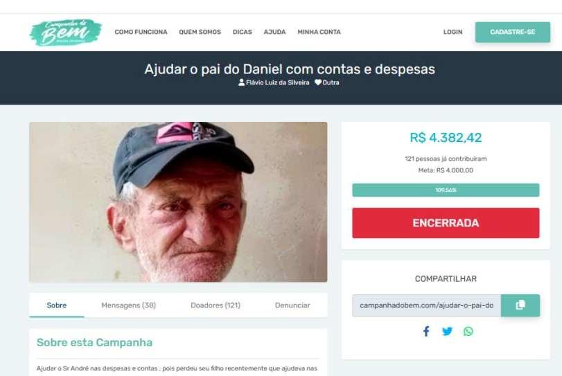 Campanha de capta��o de recursos em benef�cio de idoso guaxupeano que teve o filho assassinado alcan�a a meta