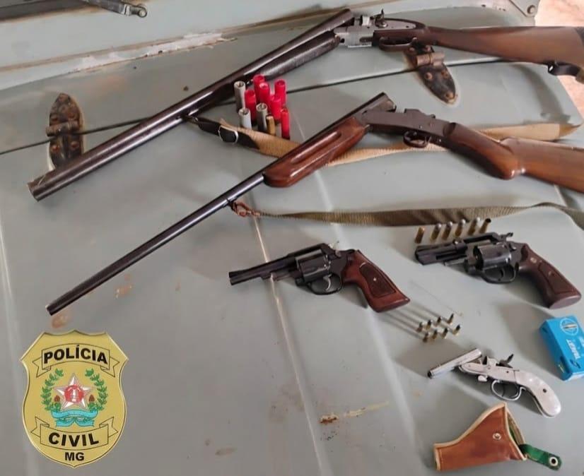 Pol�cia Civil apreende cinco armas e localiza ossada de animal durante opera��o em Campestre