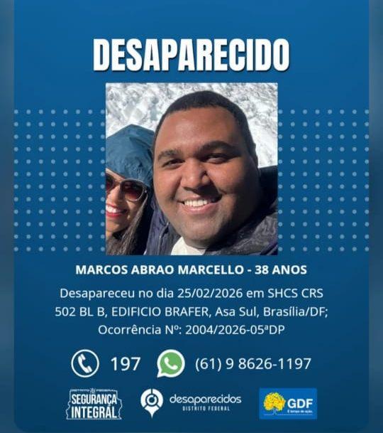 Guaxupeano est� desaparecido em Bras�lia desde quarta-feira