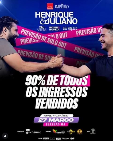 Show de Henrique & Juliano em Guaxup� se aproxima de lota��o m�xima