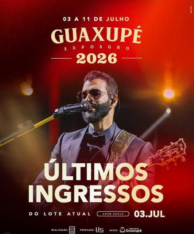 �ltimos ingressos do lote atual para o show de 3 de julho na Expoagro Guaxup� 2026