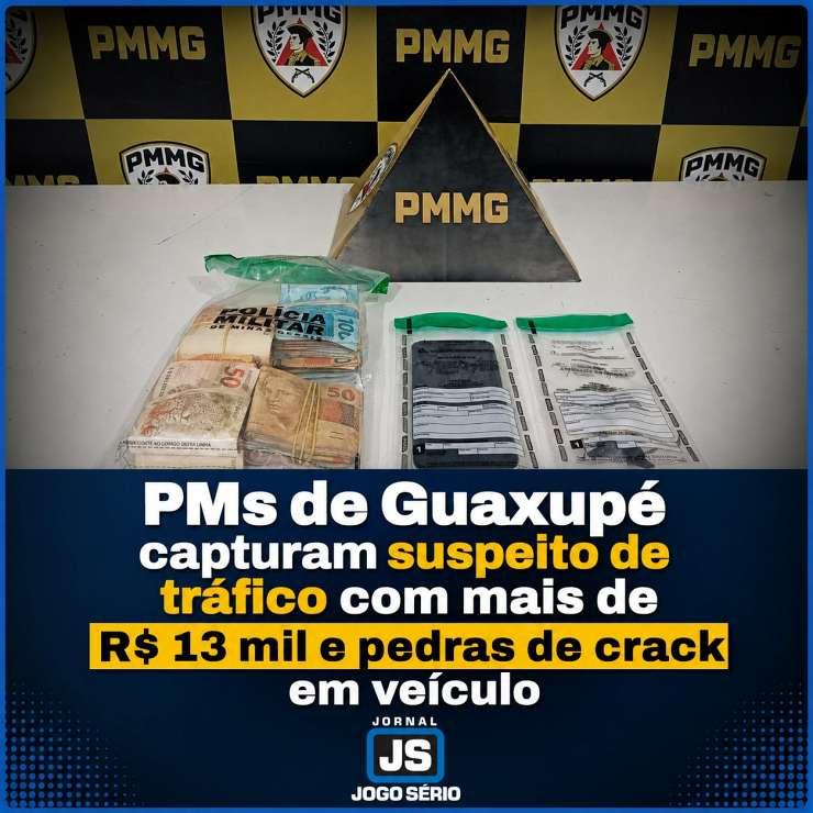 PMs de Guaxup� capturam autor de tr�fico de crack com mais de R$ 13 mil em ve�culo 