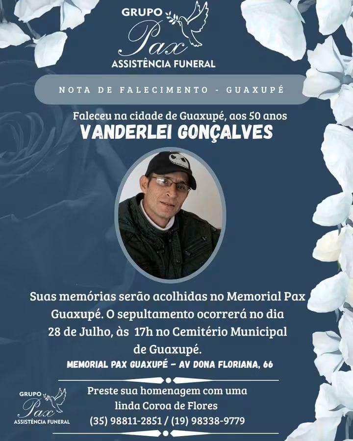 Falece, aos 50 anos, o guaxupeano Vanderley Gon�alves, do Vale Verde 
