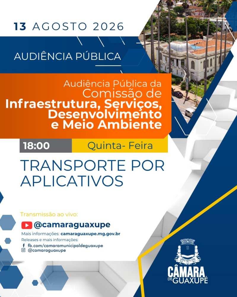 Vereadores ouvir�o motoristas de aplicativo, donos de empresas e a Prefeitura em audi�ncia p�blica 