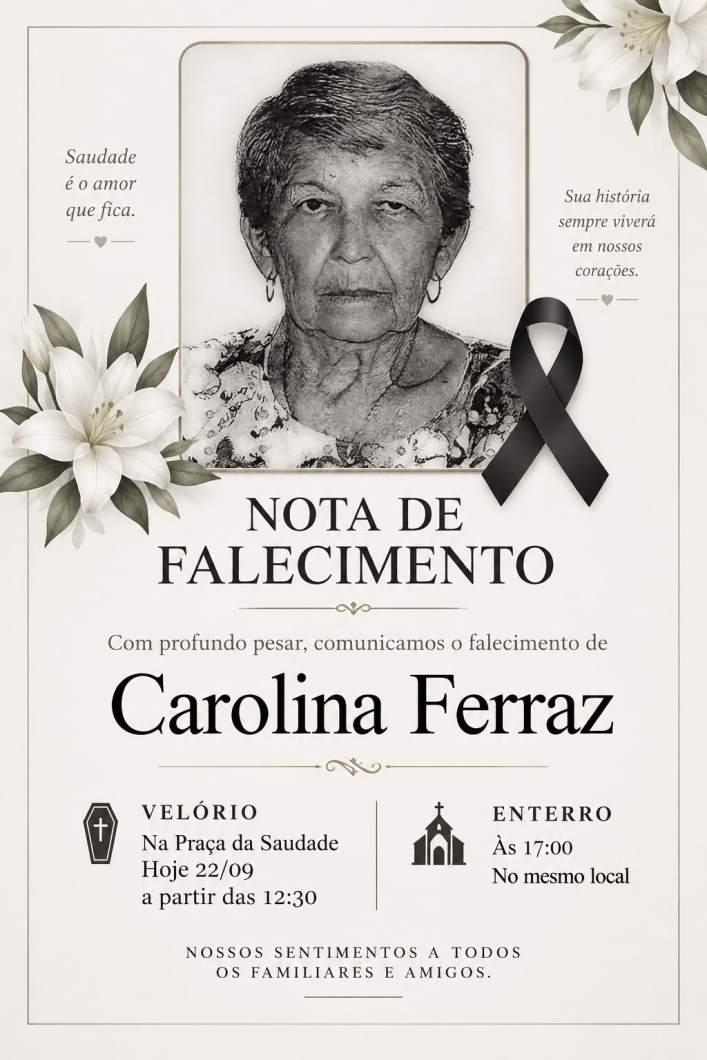 Falece, aos 87 anos, a guaxupeana Carolina Ferraz 