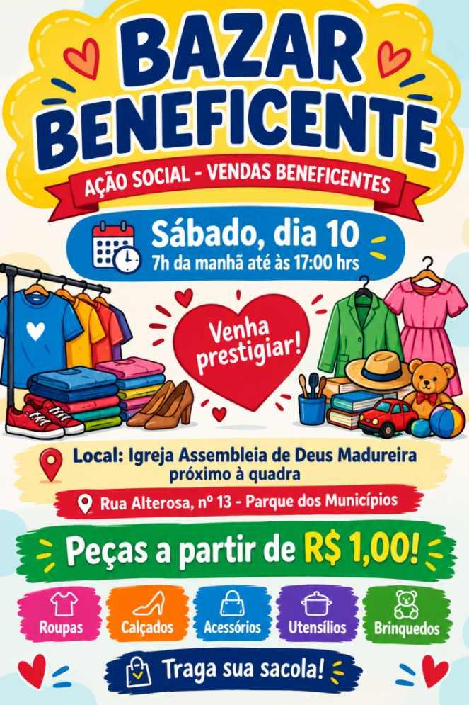Bazar beneficente oferece roupas, cal�ados e outros produtos a partir de R$ 1 em Guaxup�
