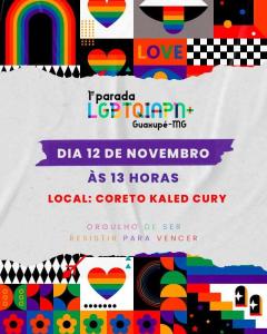 Parada LGBTQIAPN+ ser dia 12 de novembro, em Guaxup