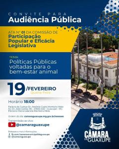 Populao da causa animal ter a grande oportunidade de se manifestar hoje na Cmara de Guaxup