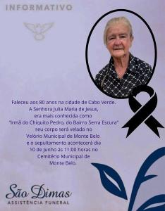 Funerria So Dimas noticia o falecimento de Josefa Maria Mariana