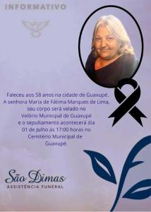 Funerria So Dimas noticia o falecimento de Maria de Ftima Marques Lima 