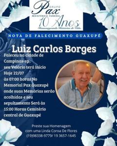 Falece, aos 81 anos, o guaxupeano Luiz Carlos Borges 