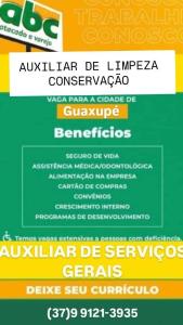 ABC Atacado e Varejo abre vaga para auxiliar de limpeza em Guaxup