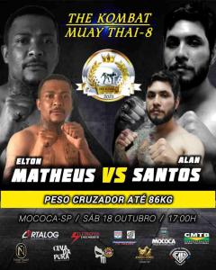 The Kombat Muay Thai-8 agita Mococa com duelo de peso cruzador