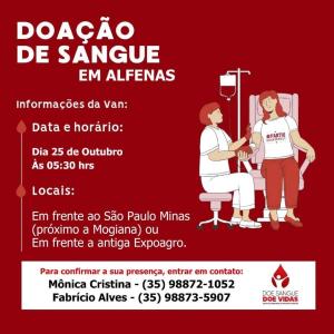 Campanha incentiva doao de sangue em Alfenas com transporte para voluntrios de Guaxup