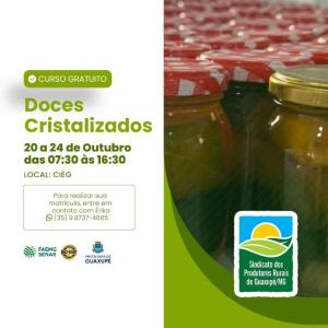 Guaxup oferece curso gratuito de doces cristalizados