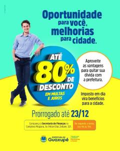 Prefeitura de Guaxup prorroga prazo do REFIS 2025 at 23 de dezembro