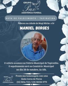 Funerria PAX informa o falecimento de Manoel Borges 
