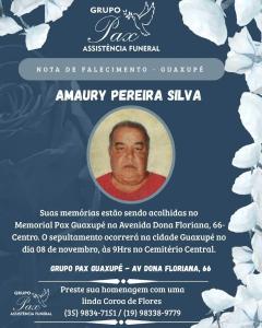 Grupo Funerrio PAX informa o falecimento do guaxupeano Amaury Pereira da Silva 