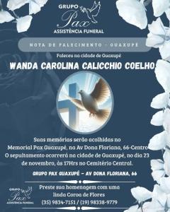 Funerria PAX informa o falecimento de Wanda Carolina Calicchio Coelho