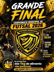 Final do Campeonato Municipal de Futsal 2026 ser� amanh�, com arrecada��o de alimentos