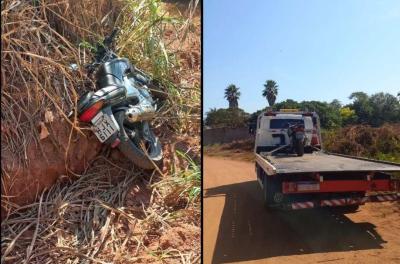 Moto furtada ter�a-feira estava numa vegeta��o perto do Aeroporto de Guaxup�