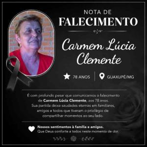 Falece, aos 78 anos, a guaxupeana Carmem L�cia Clemente 