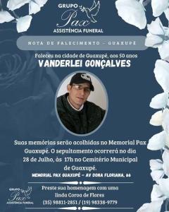 Falece, aos 50 anos, o guaxupeano Vanderley Gon�alves, do Vale Verde 